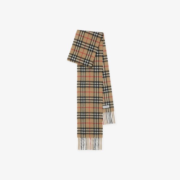 Narrow Check Cashmere Scarf