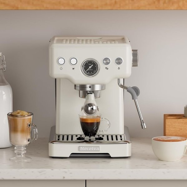 Neretva 15 Bar Espresso Machine with Milk Frother Steam Wand 