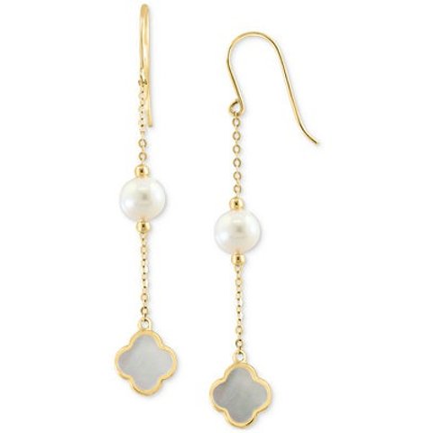 EFFY Collection淡水珍珠四叶草耳坠