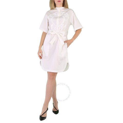 Burberry$10 off $190Ladies Optic White Logo Graphic Cotton Smock Short-Sleeve Dress