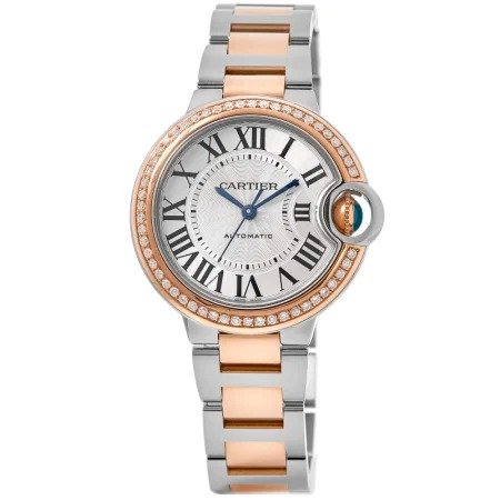 Ballon Bleu 33mm Automatic 18kt Rose Gold & Steel Custom Diamond Bezel Women's Watch W2BB0032-CD