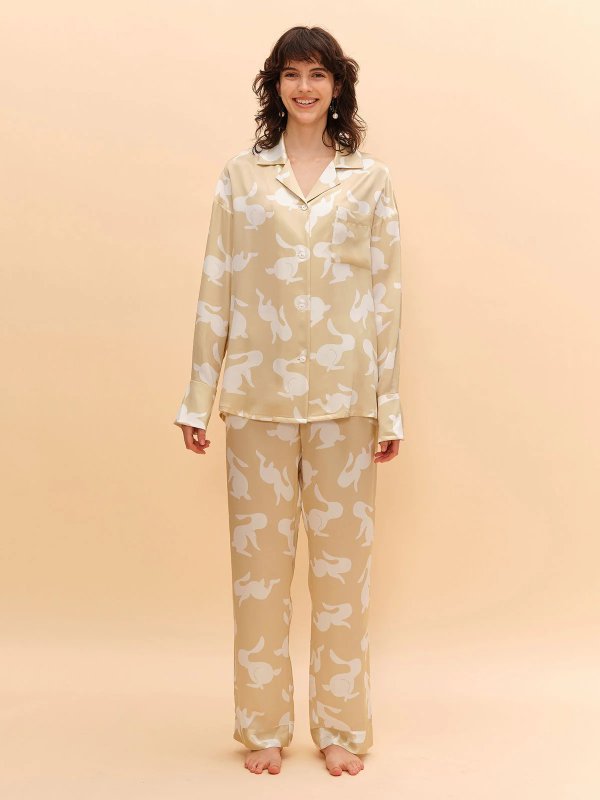 SILKINC White Rabbit Silk Pajamas Set