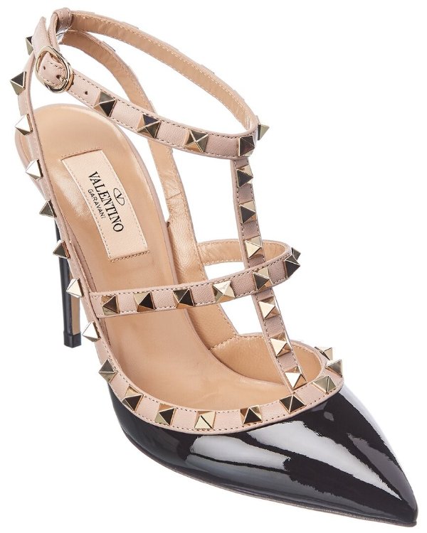 Rockstud Caged 100 Patent Pump / Gilt