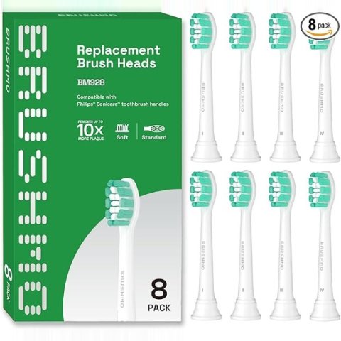 Brushmo 电动牙刷替换刷头 适配Philips 8支装