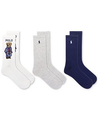 Polo Ralph Lauren 3-Pk. Polo Bear Crew Socks - Macy's