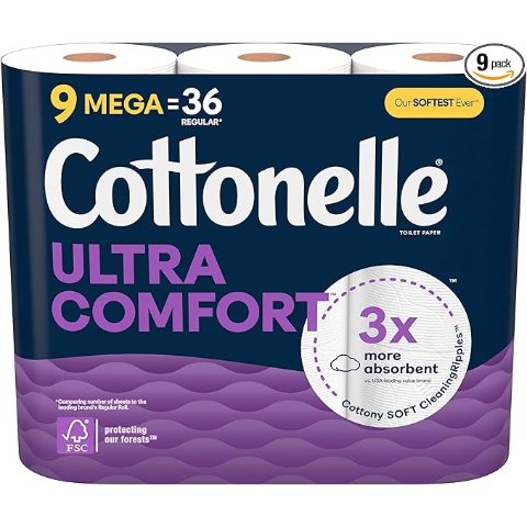 Cottonelle 舒适卫生纸9个超大家庭卷 相当于36普通卷