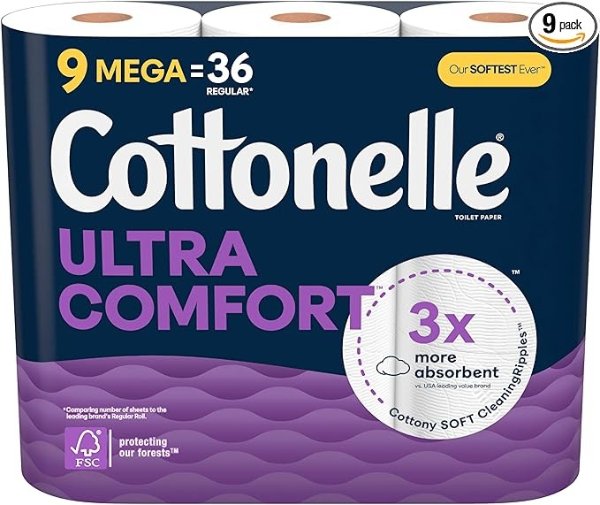 Cottonelle 舒适卫生纸9个超大家庭卷 相当于36普通卷