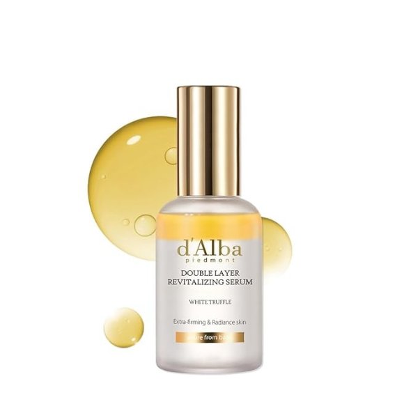 d'Alba Italian White Truffle Double Layer Revitalizing Serum, 100hr hydration serum, 2 in 1 double solution serum, glow and long-lasting moisture serum, (1.69 fl. oz)