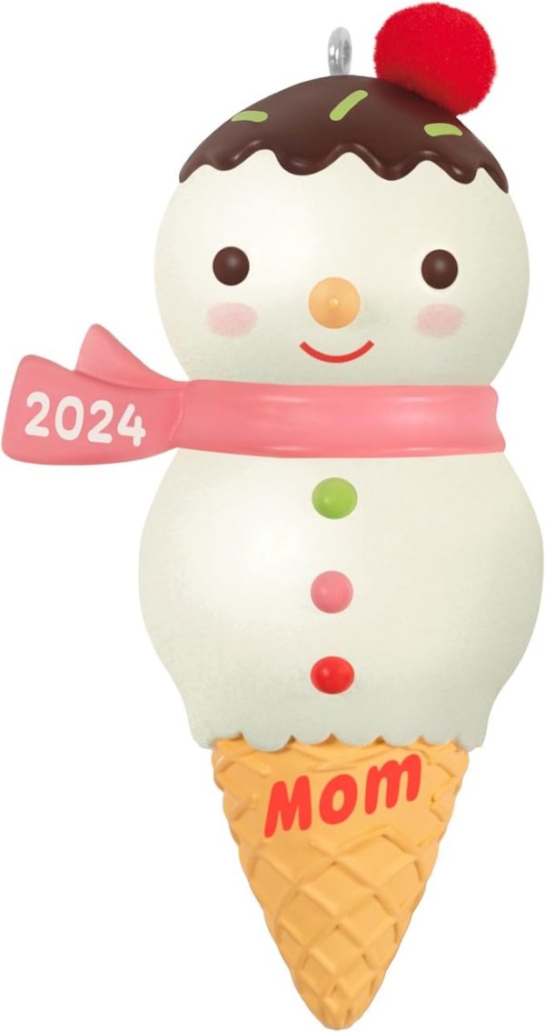 Keepsake Christmas Ornament 2024, Mom Snowman Ice Cream Cone 2024, Gifts for Moms