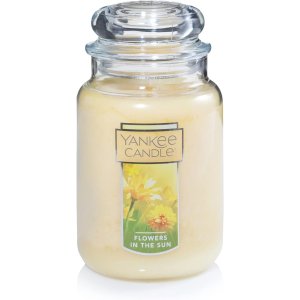 $12.00 Amazon.com: Yankee Candle Flowers in the Sun Scented, Classic 22oz Large Jar Single Wick Candle, Over 110 Hours of Burn Time : Home & Kitchen