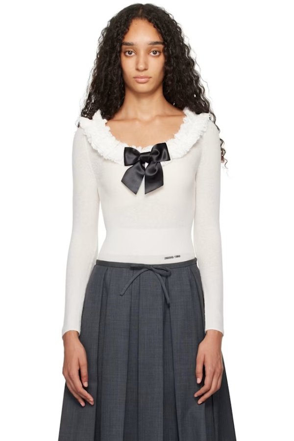 Off-White Neck-Embellished Knitwear Bodysuit