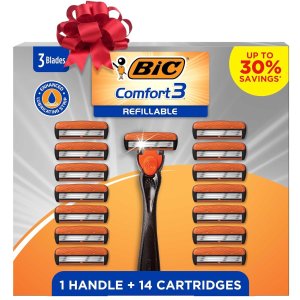 BIC Comfort 3 三层刀片 剃须刀套装 1个手柄+14件替换刀头