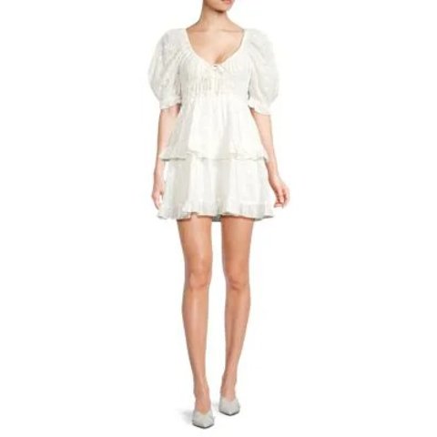 Puff Sleeve Eyelet Mini Dress