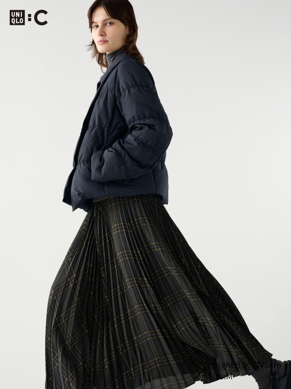 Pleated Long Skirt | Checked | UNIQLO US