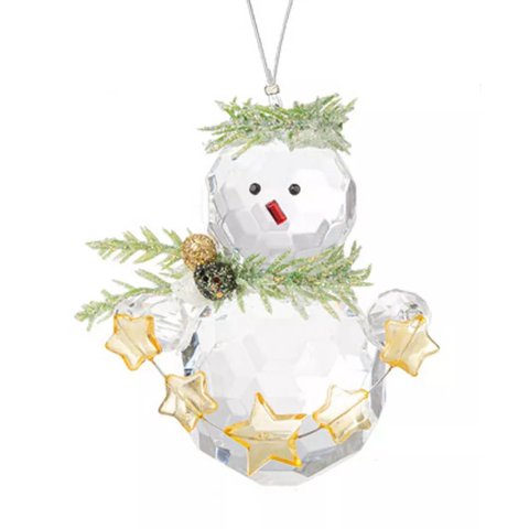 GANZKissing Krystals Teeny Mistletoe Snowman with Gold-tone Stars Ornament - Macy s