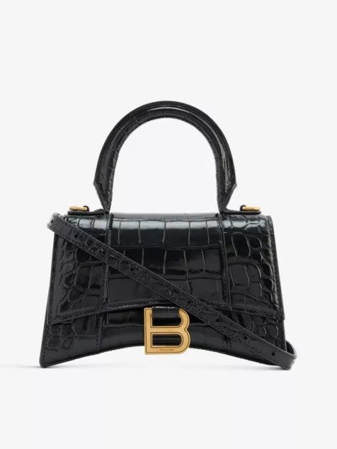 Hourglass extra-small croc-embossed leather top-handle bag