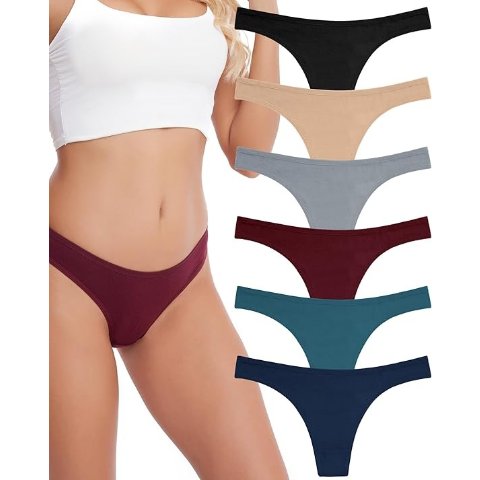 Women s Breathable Cotton Thong Panties Pack of 6