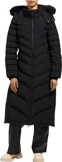 Cooper Lake Water Repellent 800 Fill Power Down Puffer Coat with Removable Genuine Shearling Trim