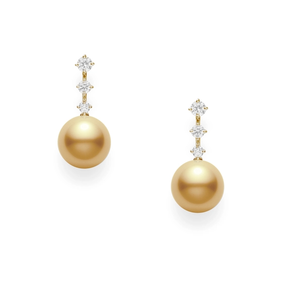 Golden South Sea Cultured Pearl and Diamond Earrings