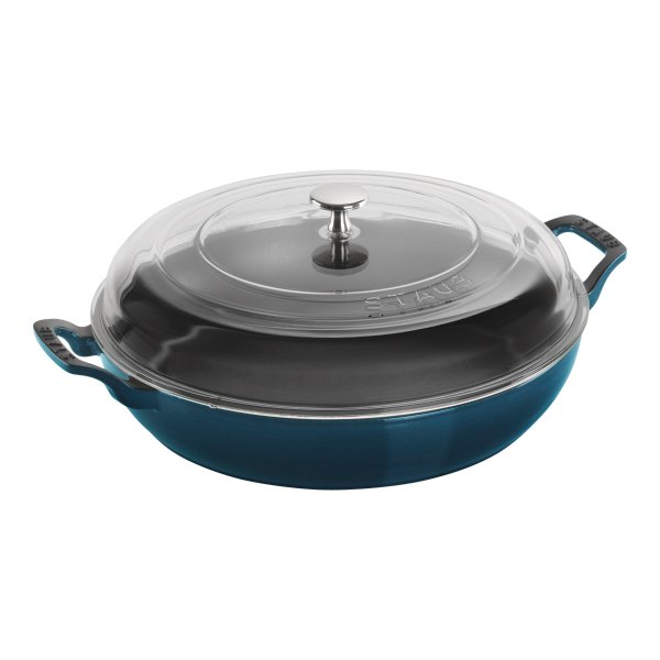Staub Cast Iron 12-inch, Saute Pan With Glass Lid, La Mer - Visual Imperfections
