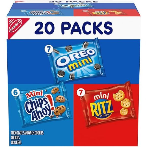 Sweet & Savory Mix Variety Pack, OREO Mini Cookies, Mini CHIPS AHOY! Cookies, and Mini RITZ Crackers, 20 Snack Packs