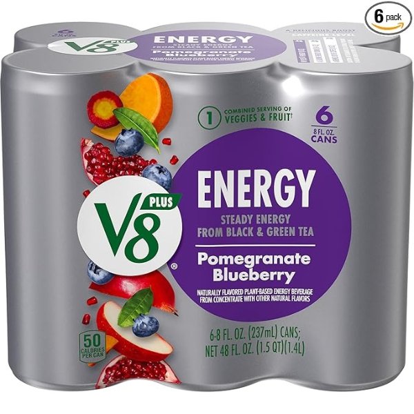 V8 +Energy 能量饮料 石榴蓝莓味 6罐