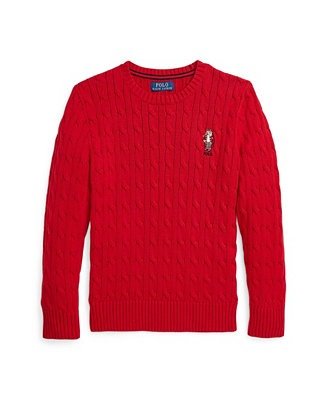 Big Boys Polo Bear Cable-Knit Cotton Sweater - Macy's