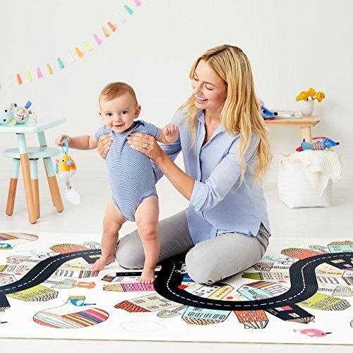 Vibrant Village Reversible Waterproof Foam Baby Play Mat, Multi Colored, 86" X 52"