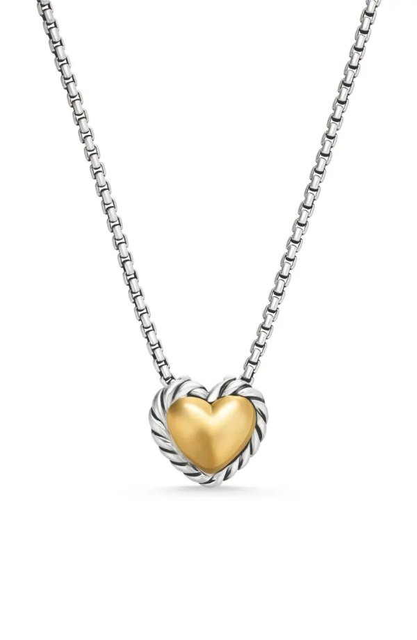Cable Cookie Classic Heart Necklace with 18K Yellow Gold
