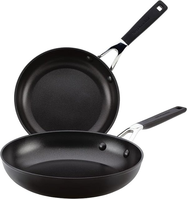 Hard Anodized Nonstick Frying Pans/Skillet Set, 8.25 Inch and 10 Inch, Onyx Black