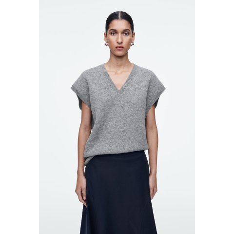 COS COS OVERSIZED CHECKED WOOL SWEATER - NAVY - Jumpers