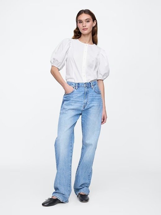 Poplin Puff Sleeve Top