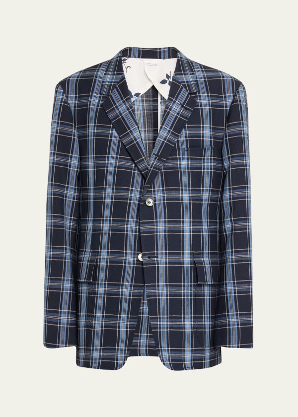 Men's Unstructured Plaid Sport Coat