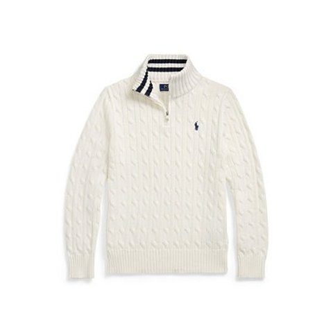 Big Boys Cable-Knit Cotton Quarter-Zip Sweater - Macy's