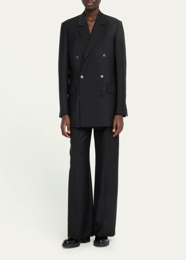 Double-Breasted Mohair-Blend Blazer