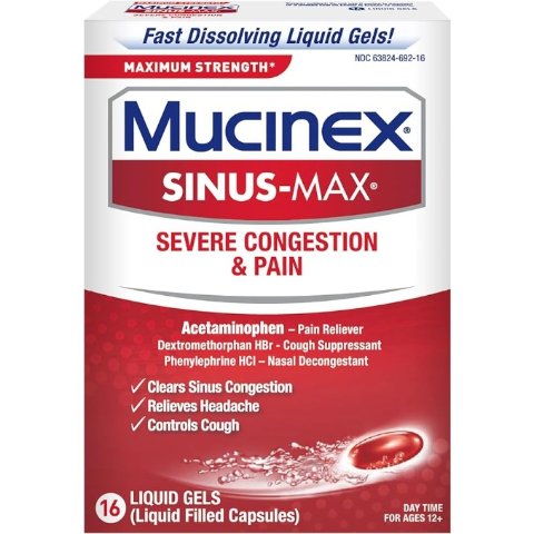 Mucinex Sinus-Max Max Strength Severe Congestion & Pain Liquid Gels