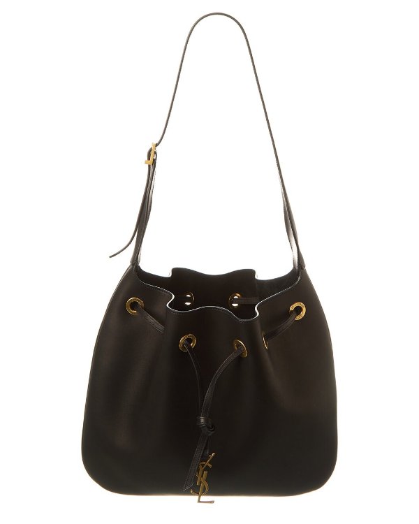 Drawstring Leather Bucket Bag / Gilt