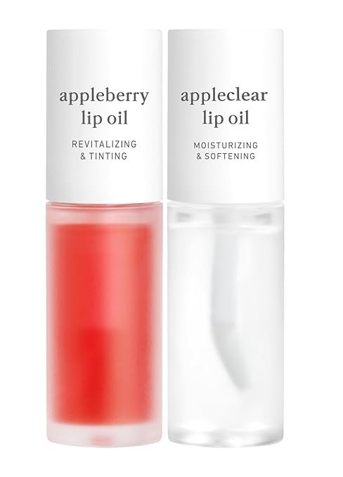 Vegan Lip Oil Bundle - Appleberry & Appleclear | Lip Stain, Long Lasting, Moisturizing, Plumping, Korean Lip Tint
