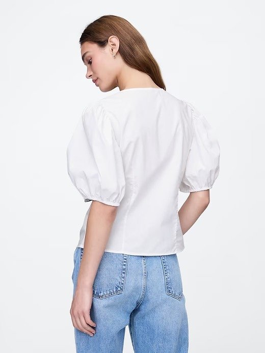 Poplin Puff Sleeve Top