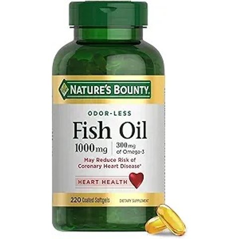 Fish Oil, Dietary Supplement, Omega 3, Supports Heart Health, 1000 Mg, 220 Coated Softgels