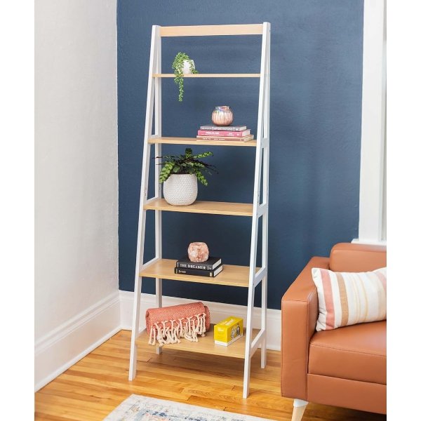 Safco EC8998BL Five Tier Free Standing Ladder ShelfBookcase