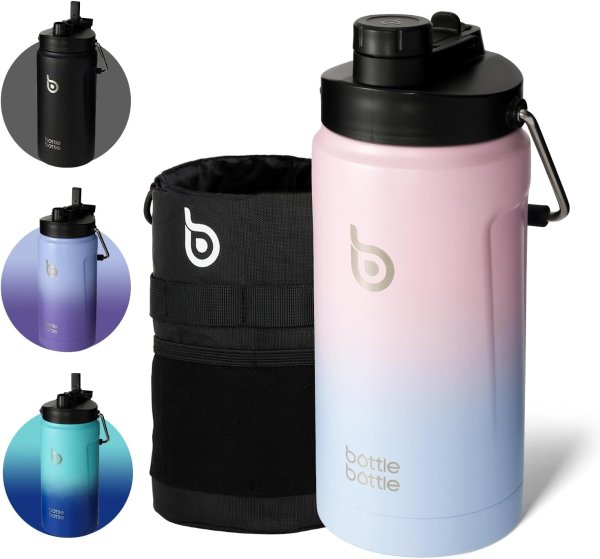 BOTTLE BOTTLE Insulated Water Bottle 64 oz with Straw and Dual-use Lid