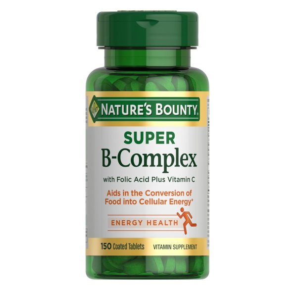 Nature's Bounty Super B Complex with Vitamin C & Folic Acid, Immune & Energy Support, 150 tablets