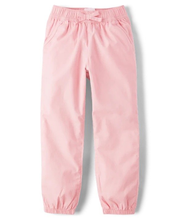 Girls Twill Jogger Pants - pink