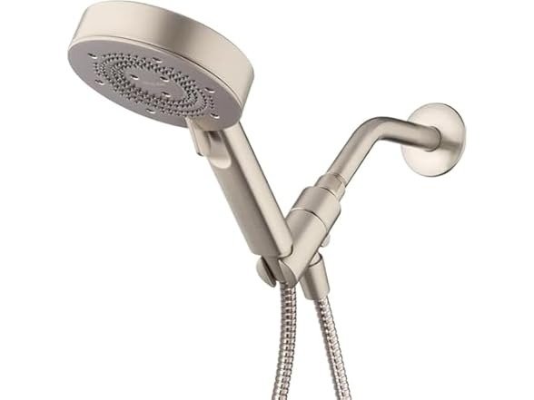 Brondell Nebia High Pressure Shower Head with Handheld Spray Combo, Yuba NE80, Adjustable Showerhead, 5- Setting, Precision Nozzle, Brushed Nickel