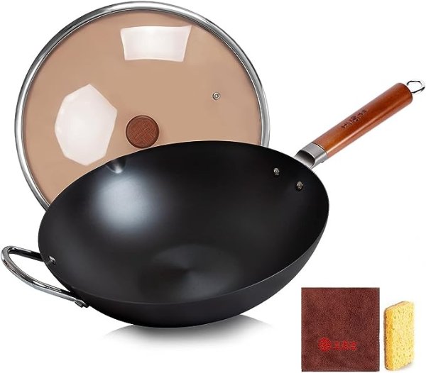 WANGYUANJI Carbon Steel Wok 14.2" Woks