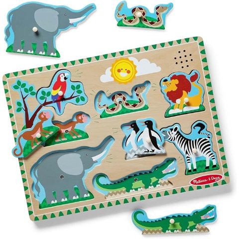Melissa & Doug Animals Wooden Mini-Puzzle Set With Storage And Travel