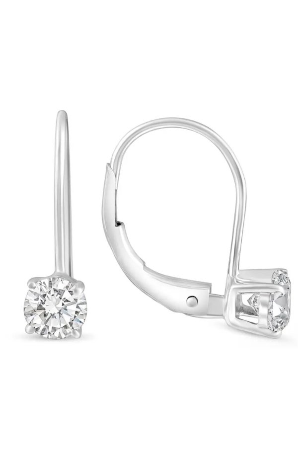 1 - 4 Ct Hoop Lever Back Diamond Studs Women's 14k Gold Earrings Lab Grown