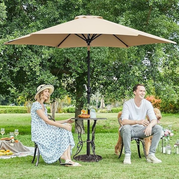 Yaheetech 9FT Outdoor Patio Umbrella, Outdoor Table Umbrella with Push Button Tilt and Crank, Yard Sun Shade, UV Protection Waterproof for Garden/Deck/Backyard/Pool