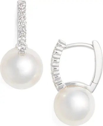 Diamond & Akoya Cultured Pearl Earrings